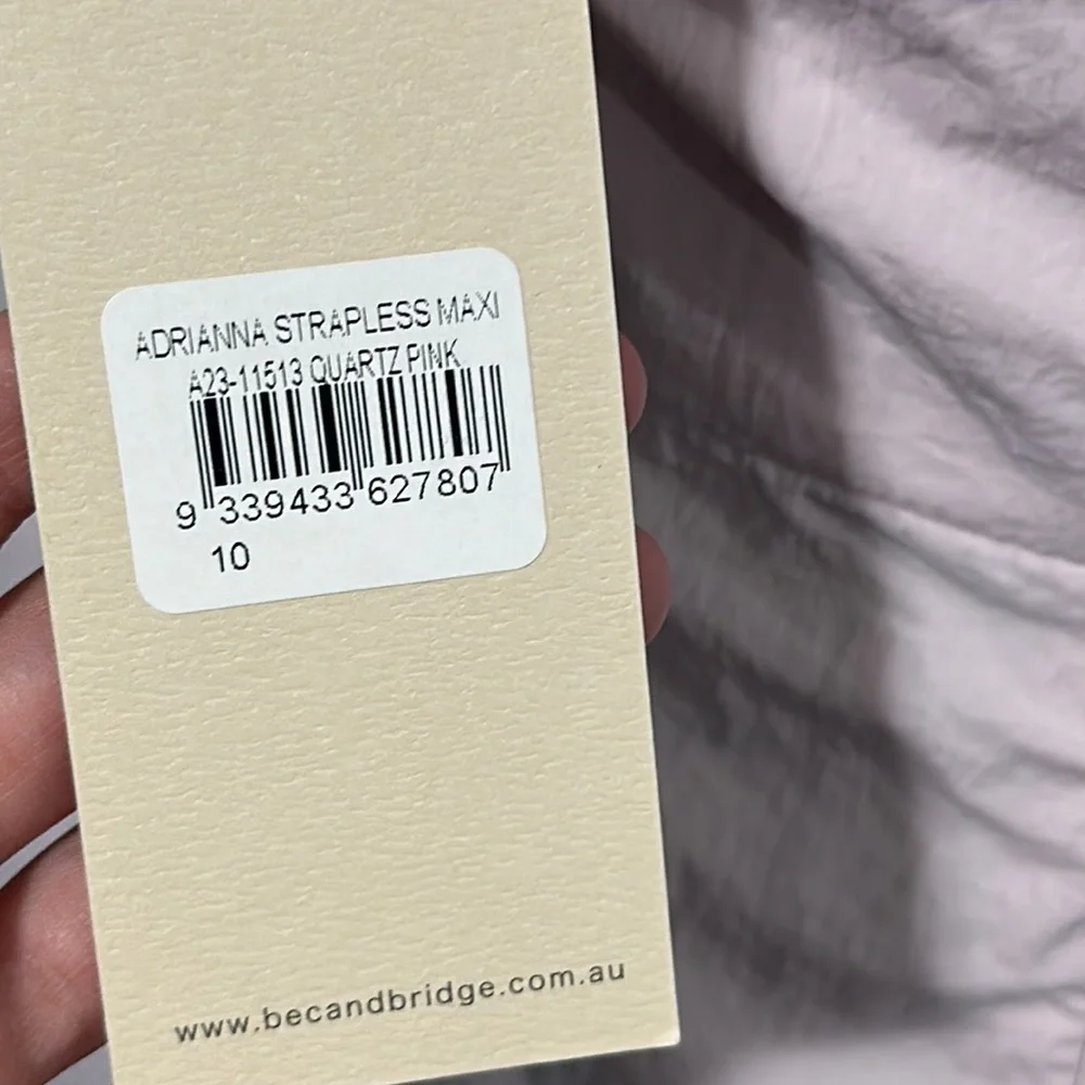 Bec + Bridge Adrianna Strapless Maxi Dress in “Quartz Pink”